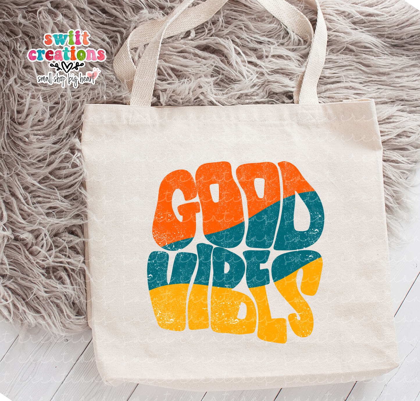 Good Vibes Large Linen Tote