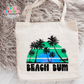 Blue Beach Bum Large Linen Tote