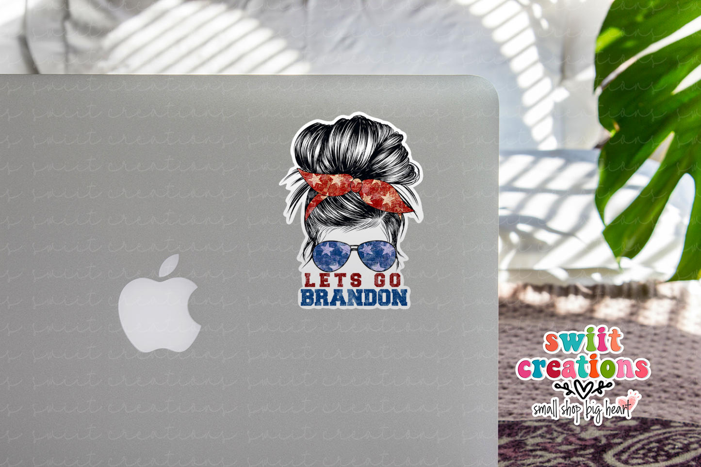 Let's Go Brandon Messy Bun Waterproof Sticker   (SS239) | SCD225