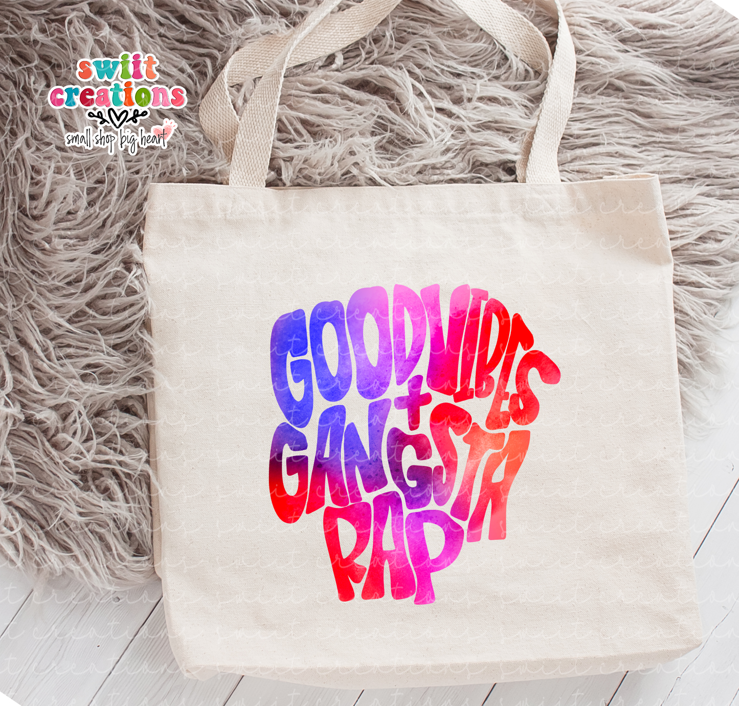 Good Vibes and Gangsta Rap Large Linen Tote