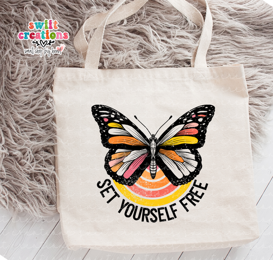 Set Yourself Free Large Linen Tote