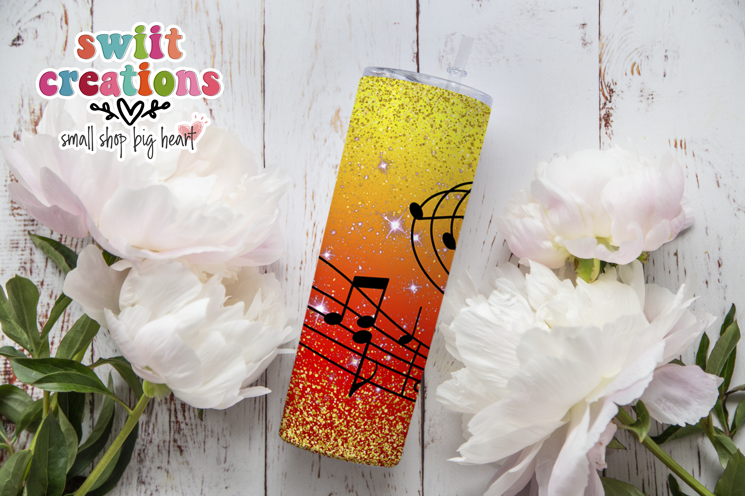 Orange Music Notes Tumbler (T276)