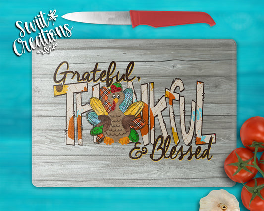 Grateful Thankful Blessed Cutting Board (CB06)