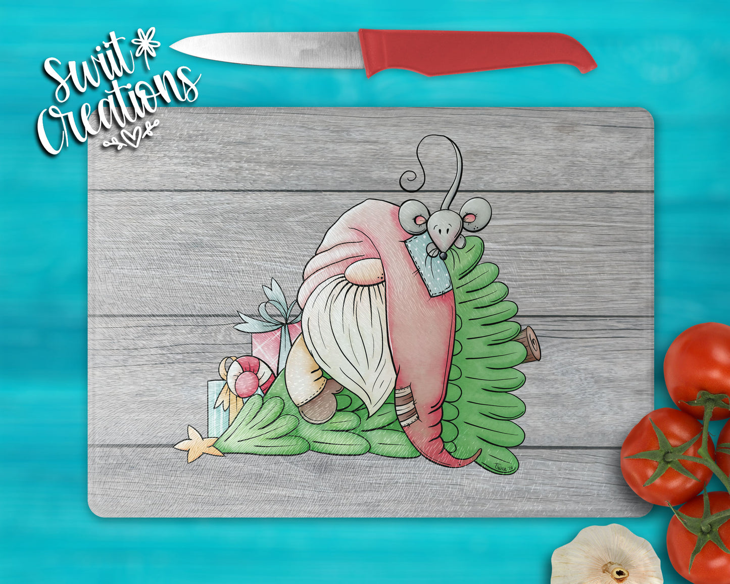 Gnome with Christmas Tree Cutting Board (CB07)