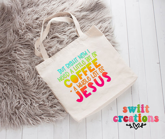 Coffee and Jesus Large Linen Tote