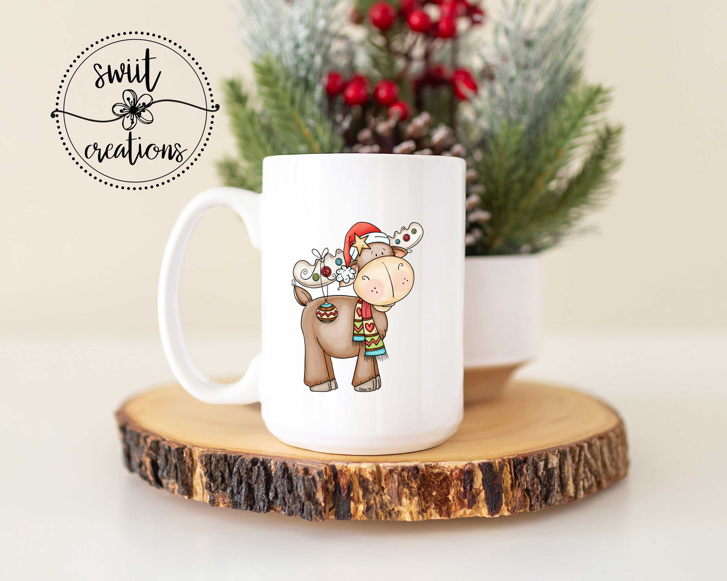 Christmas Moose Ceramic Coffee Mug