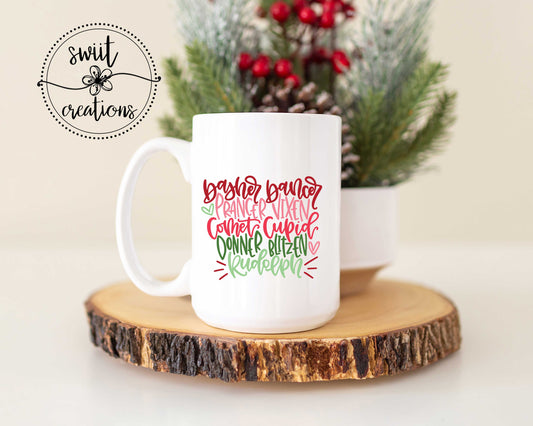 Reindeer Names Ceramic Coffee Mug