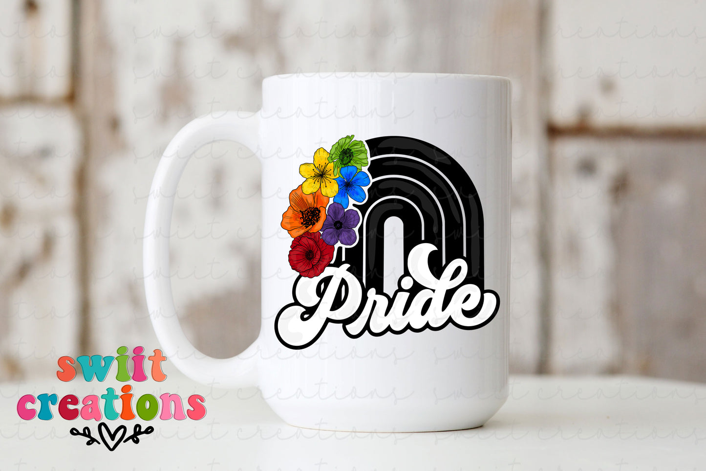 Pride Floral Rainbow Ceramic Coffee Mug
