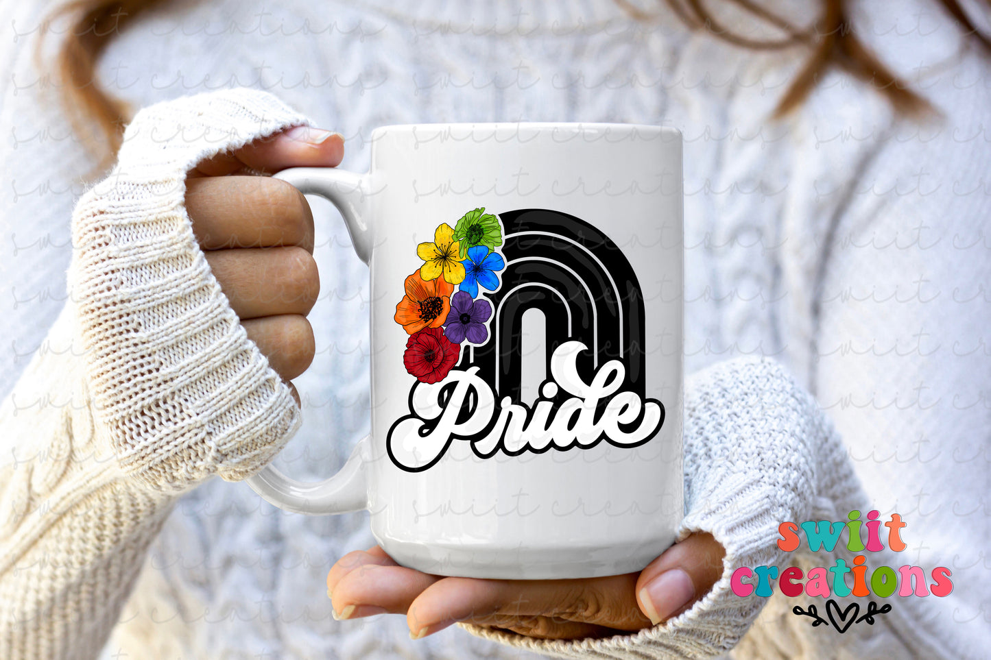 Pride Floral Rainbow Ceramic Coffee Mug