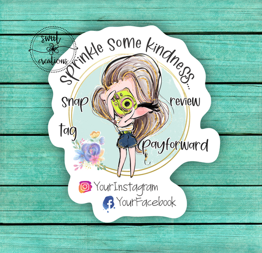 Sprinkle Kindness Leave a Review Sticker (SB16)