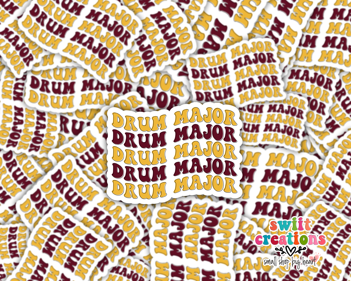 Drum Major Waterproof Sticker Maroon and Gold (SS581) | SCD581