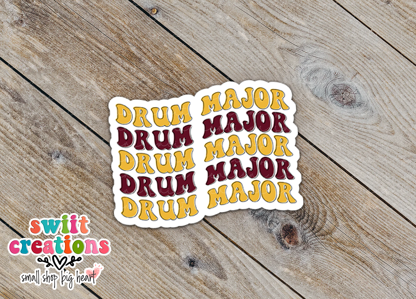 Drum Major Waterproof Sticker Maroon and Gold (SS581) | SCD581