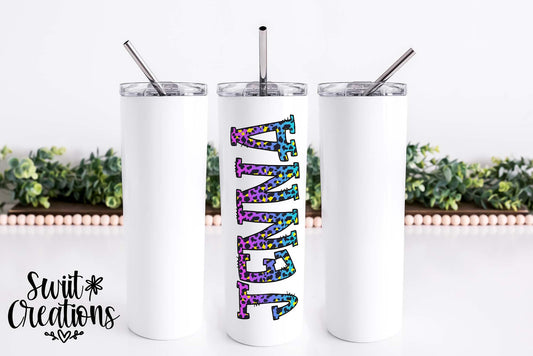 Purple Leopard Doodle Font Personalized Tumbler (T082)