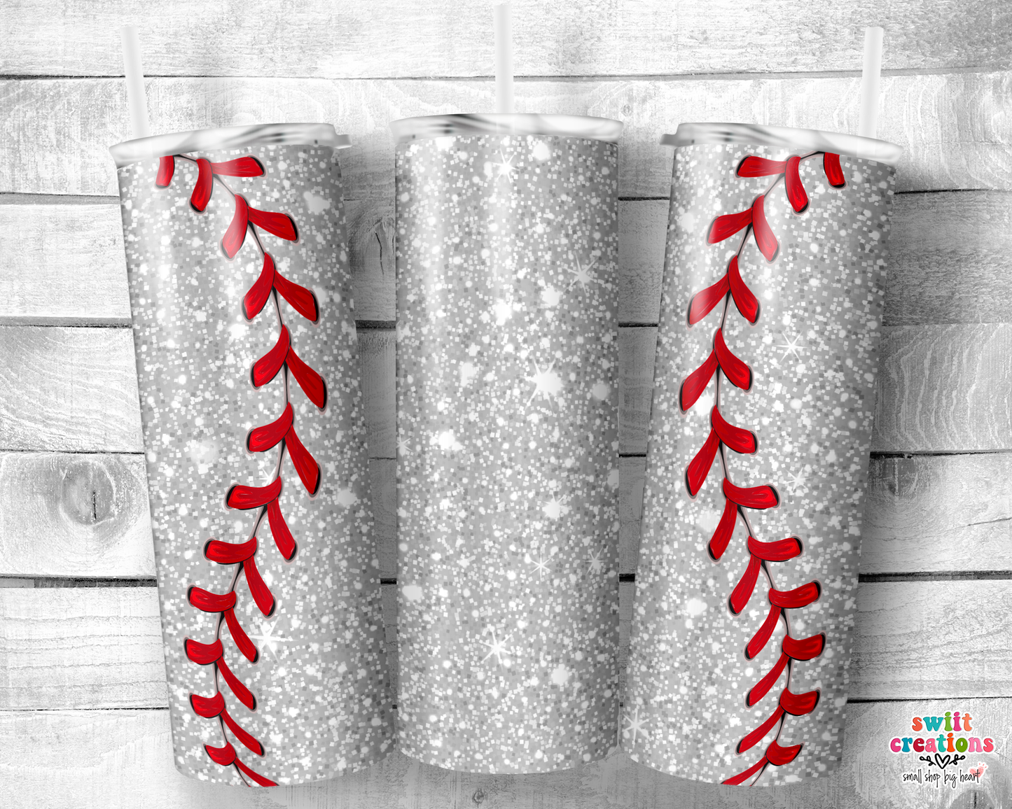 Baseball Faux Glitter Tumbler (T399)