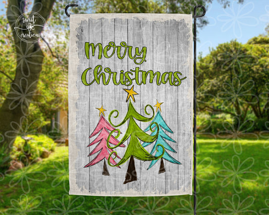 Merry Christmas Pastel Tree Flag (YF11)