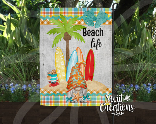 Beach Life Surfer Gnome Flag (YF60)