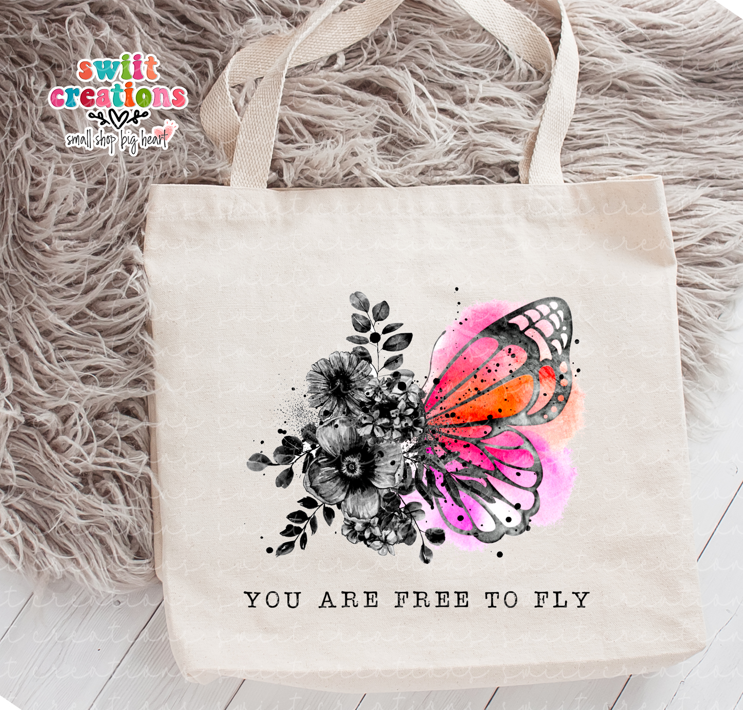 Free to Fly Large Linen Tote