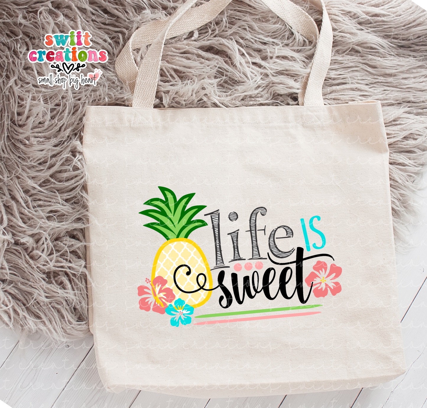 Life is Sweet Large Linen Tote
