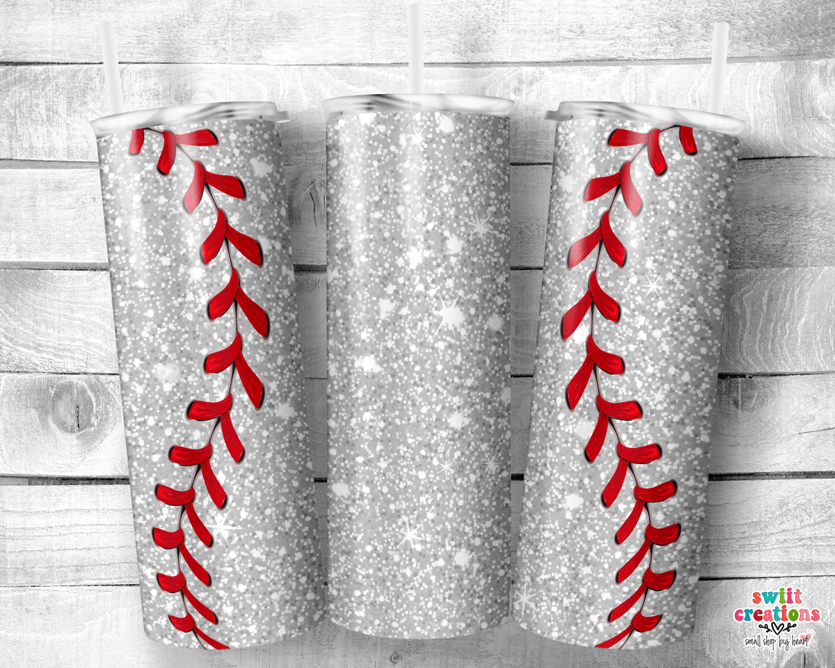 Baseball Faux Glitter Tumbler (T399) - Swiit Creations