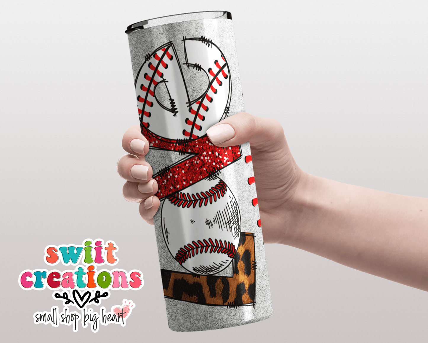 Baseball Love Glitter Tumbler (T385) - Swiit Creations