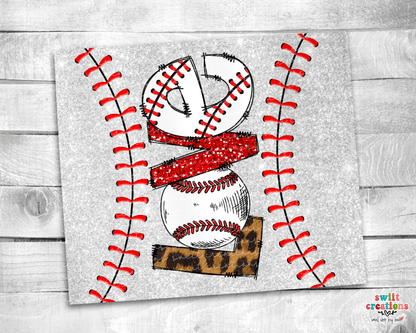 Baseball Love Glitter Tumbler (T385) - Swiit Creations