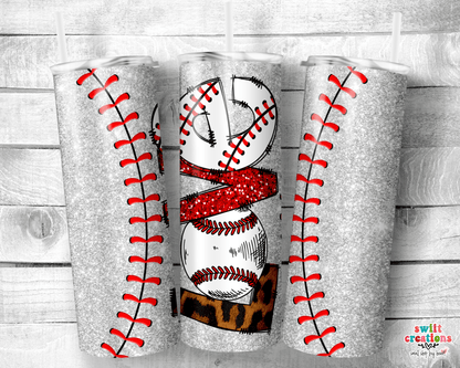 Baseball Love Glitter Tumbler (T385) - Swiit Creations