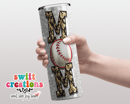 Baseball Mom Glitter Tumbler (T270) - Swiit Creations
