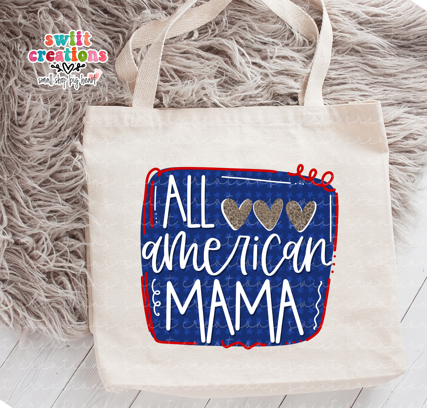 All American Mama Large Linen Tote