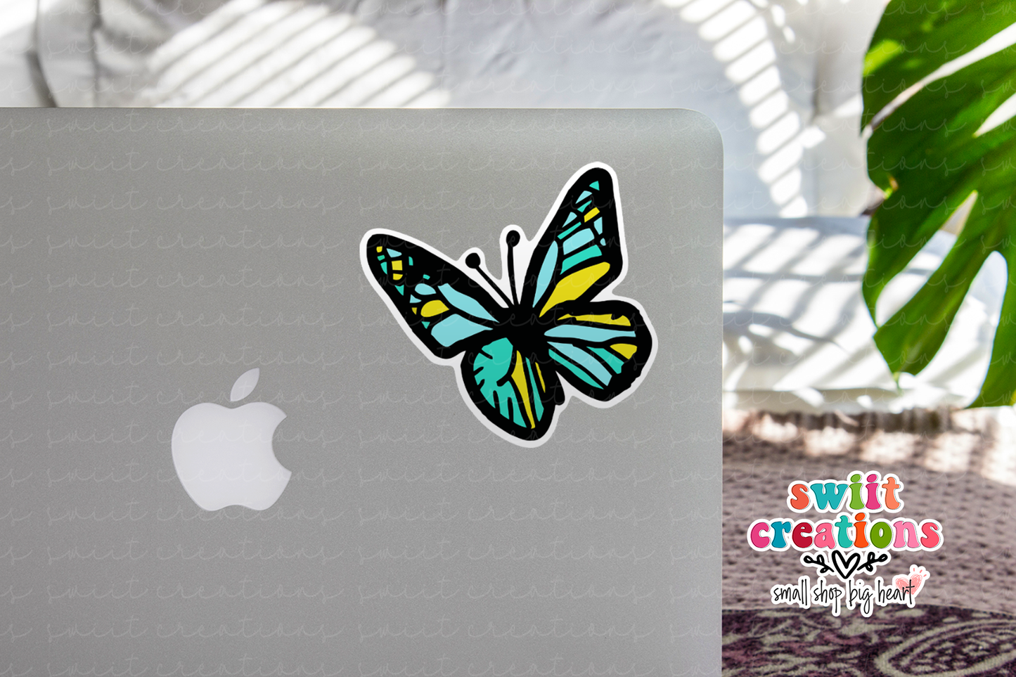 Aqua Butterfly Waterproof Sticker  (SS032) | SCD235