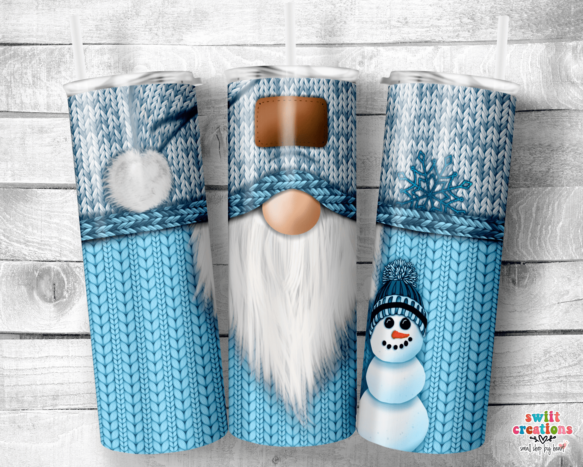 Blue Christmas Gnome Tumbler (T303) - Swiit Creations