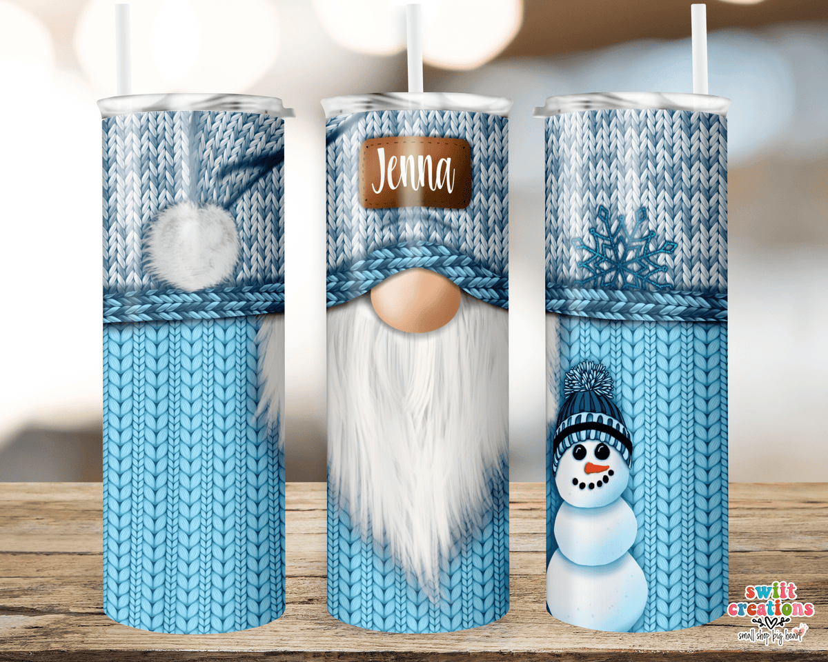 Blue Christmas Gnome Tumbler (T303) - Swiit Creations