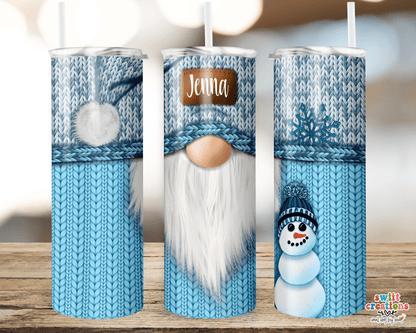 Blue Christmas Gnome Tumbler (T303) - Swiit Creations