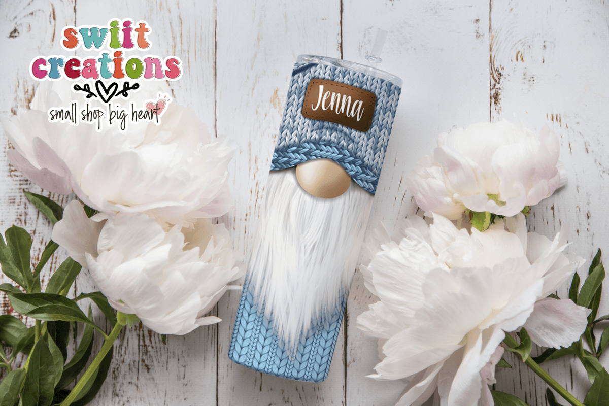 Blue Christmas Gnome Tumbler (T303) - Swiit Creations