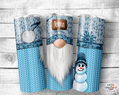 Blue Christmas Gnome Tumbler (T303) - Swiit Creations