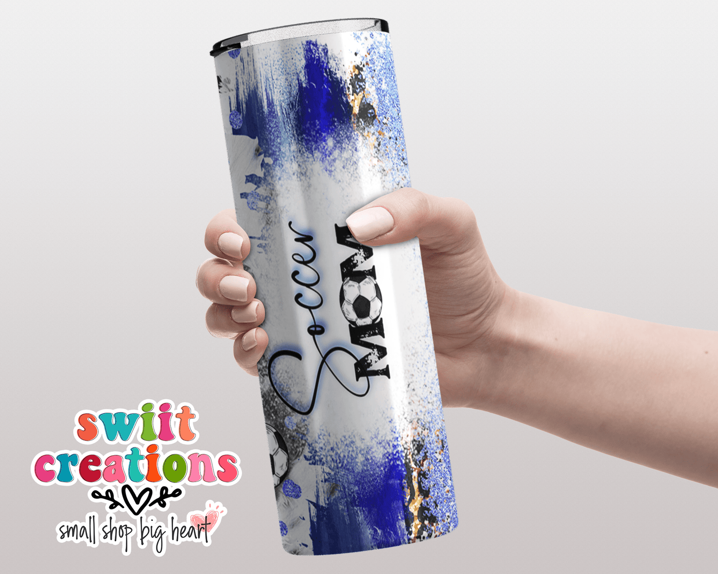 Blue Soccer Mom Tumbler (T367) - Swiit Creations