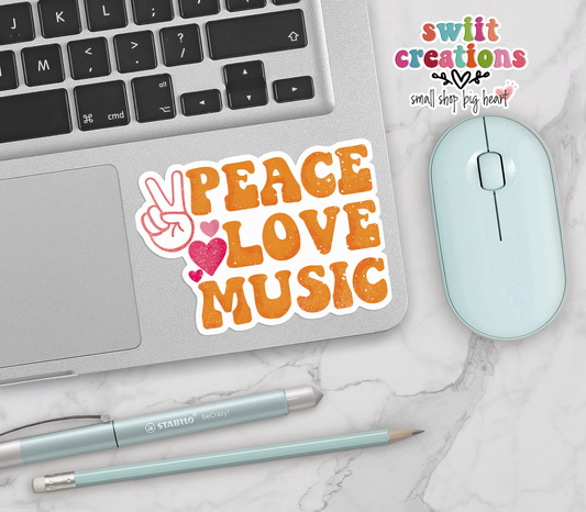 Peace Love Music Sticker (SS317) | SCD424