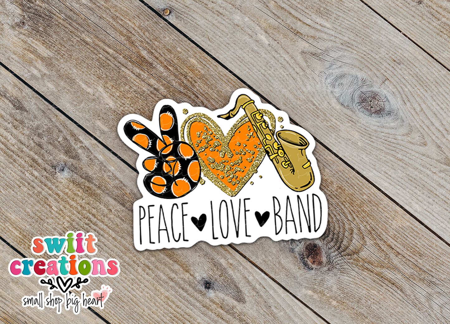 Peace Love Saxophone Sticker (SS308) | SCD411