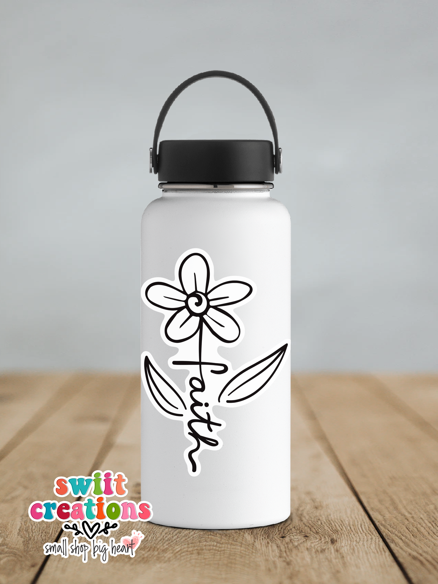 Faith Flower Waterproof Sticker  (SS042) | SCD136