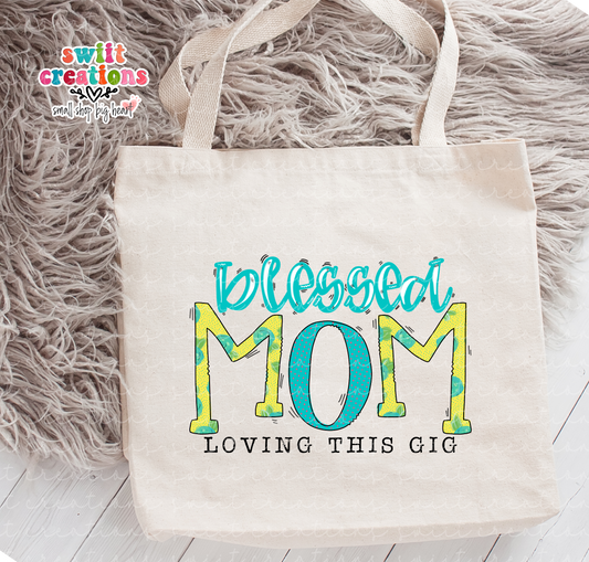 Blessed Mom Large Linen Tote