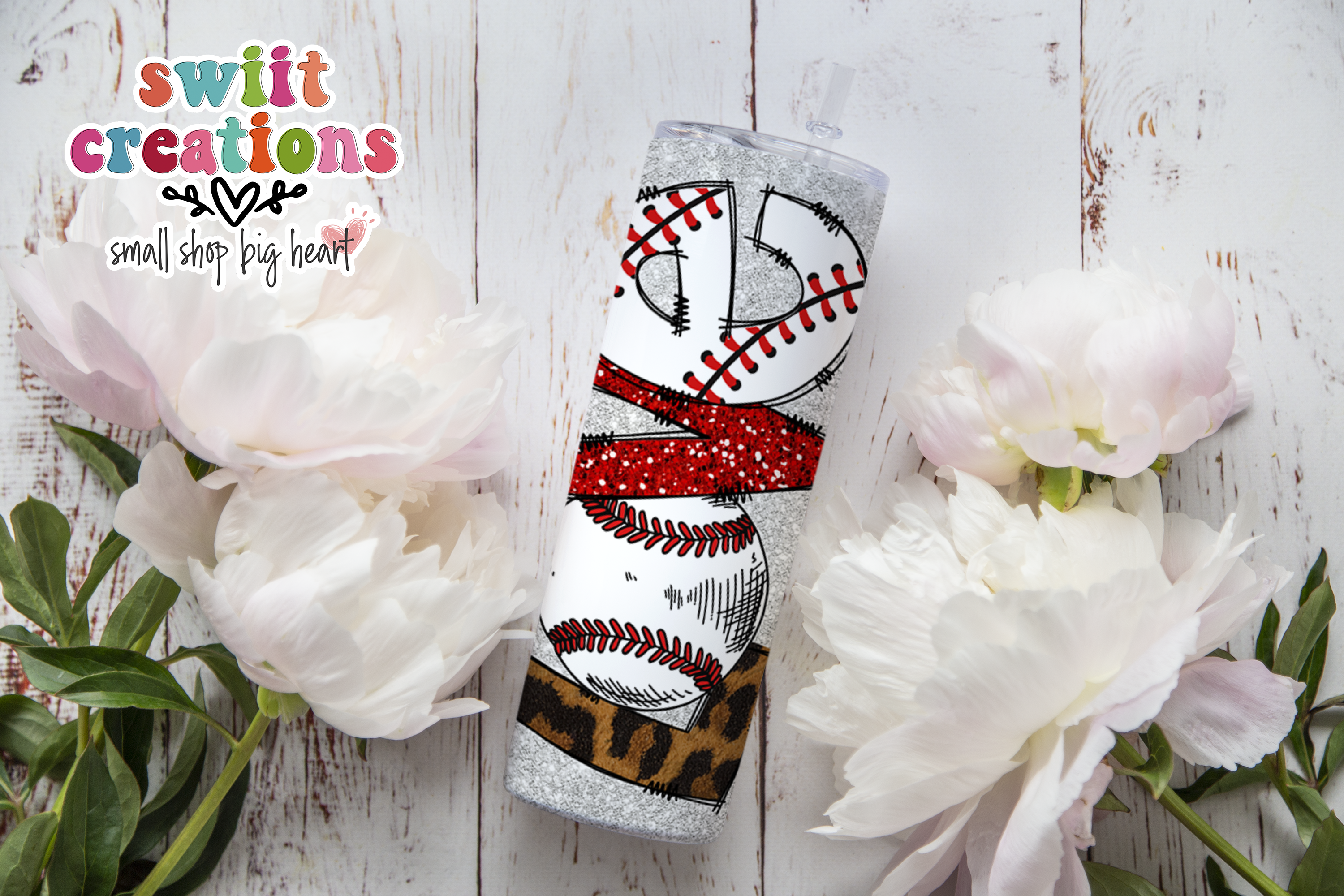 Baseball Love Glitter Tumbler (T385)