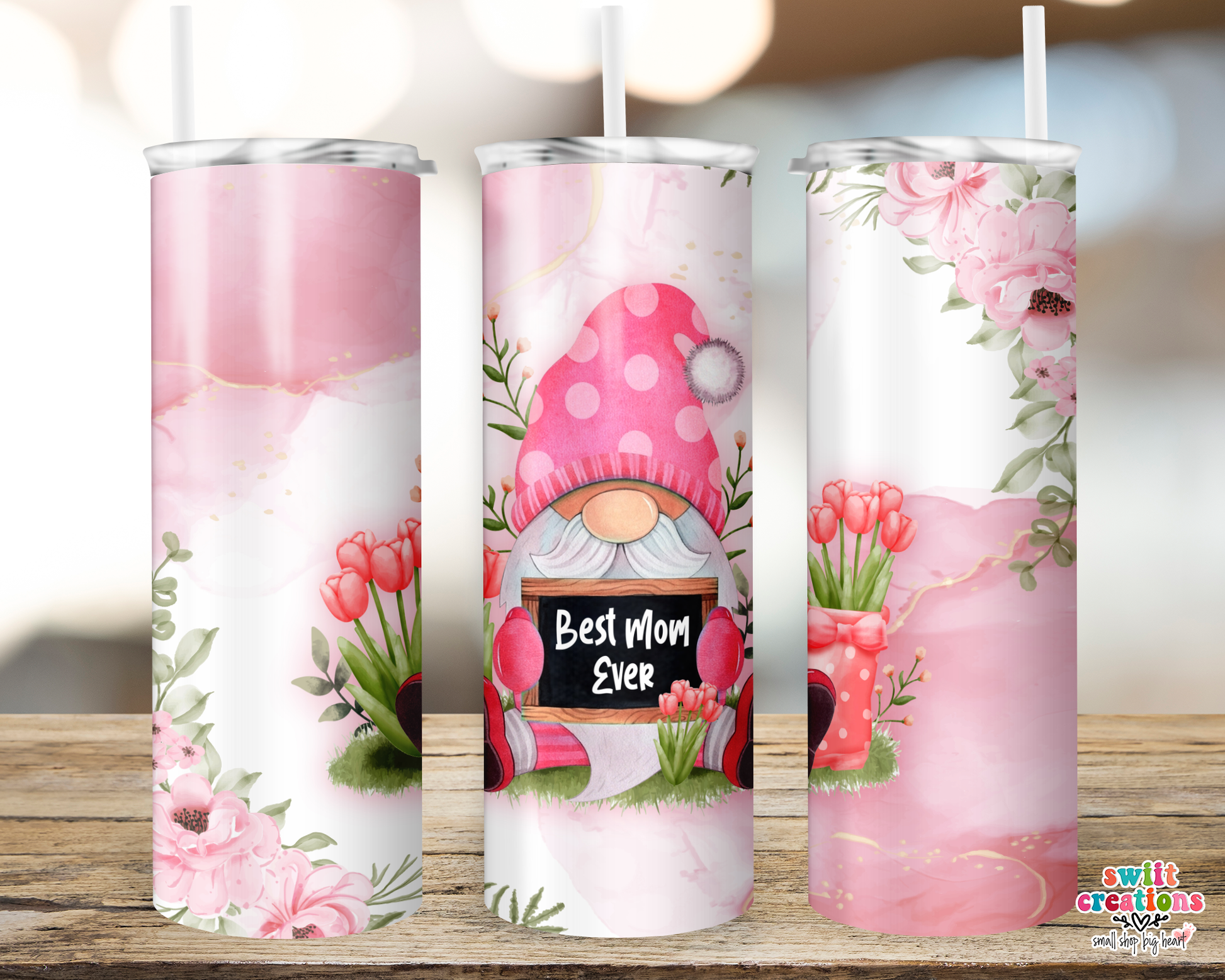 Giftcraft - Double Walled Hot/Cold Tumbler Best Mom Ever - Green Floral