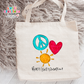Peace Love Sunshine Large Linen Tote