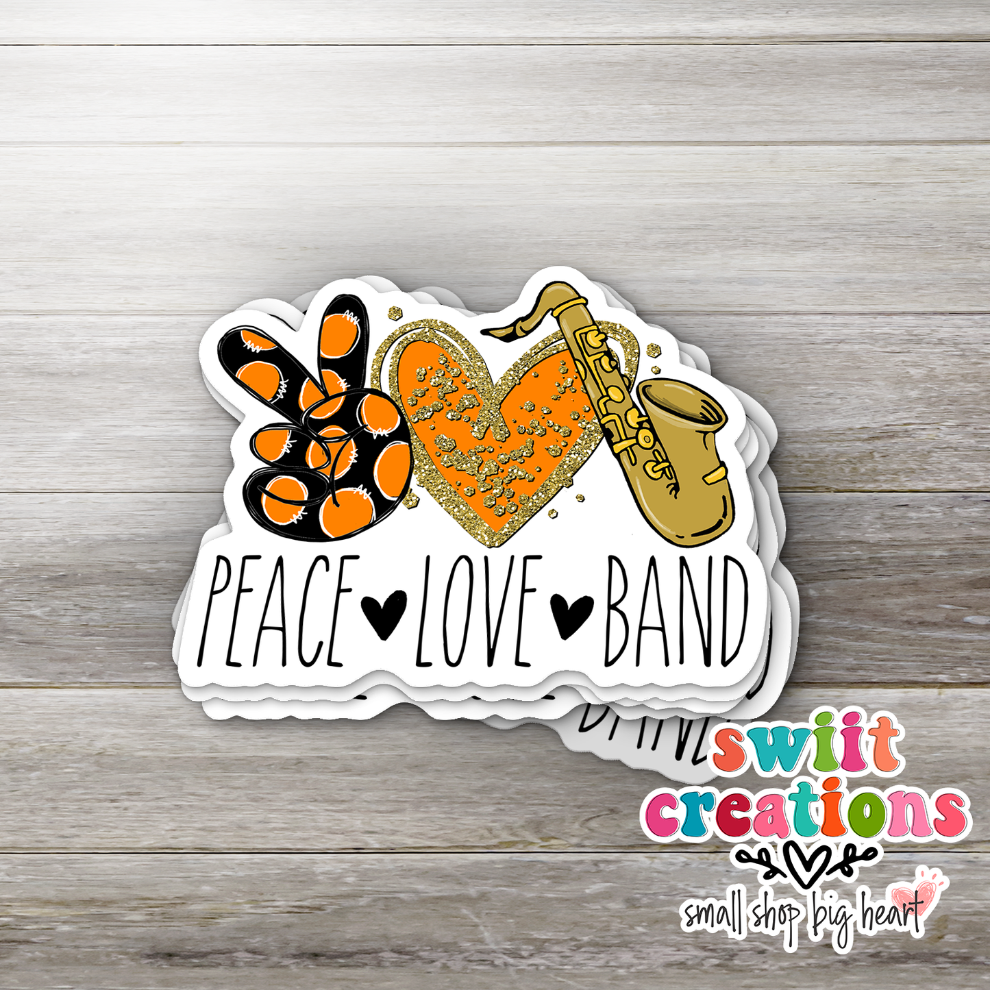 Peace Love Saxophone Sticker (SS308) | SCD411