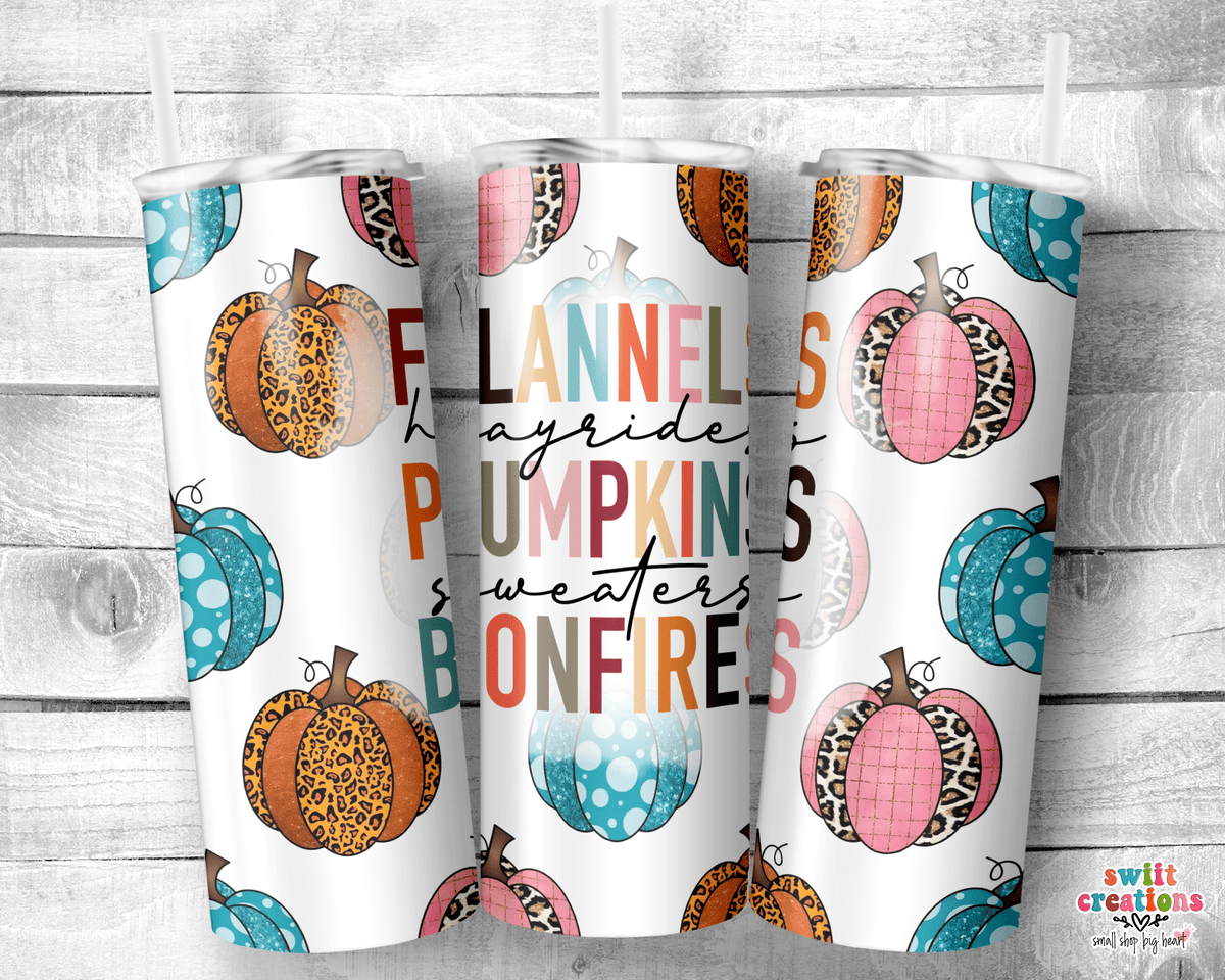 Flannels Pumpkins and Bonfires Tumbler (T326) - Swiit Creations