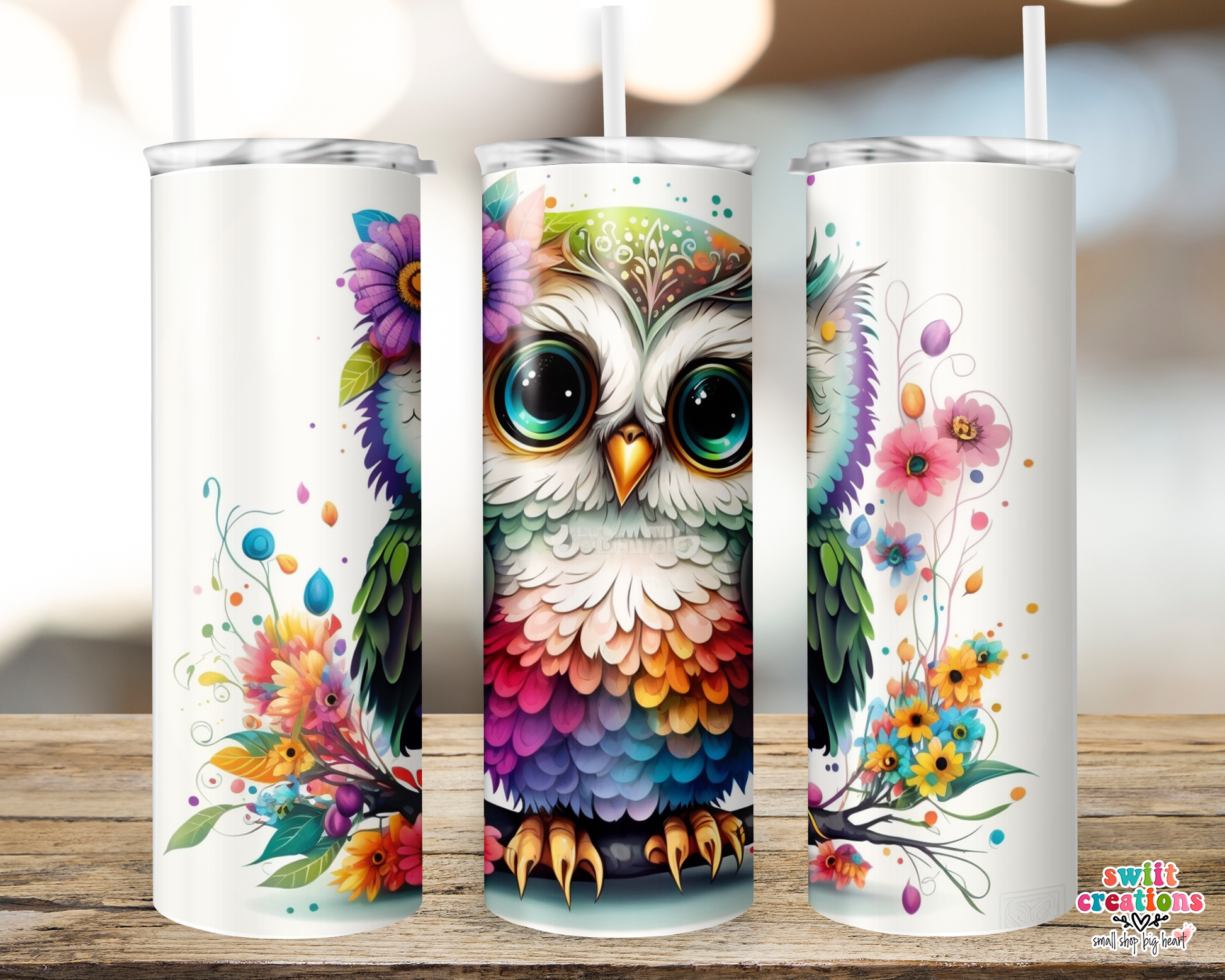 Floral Owl Tumbler (T406) - Swiit Creations