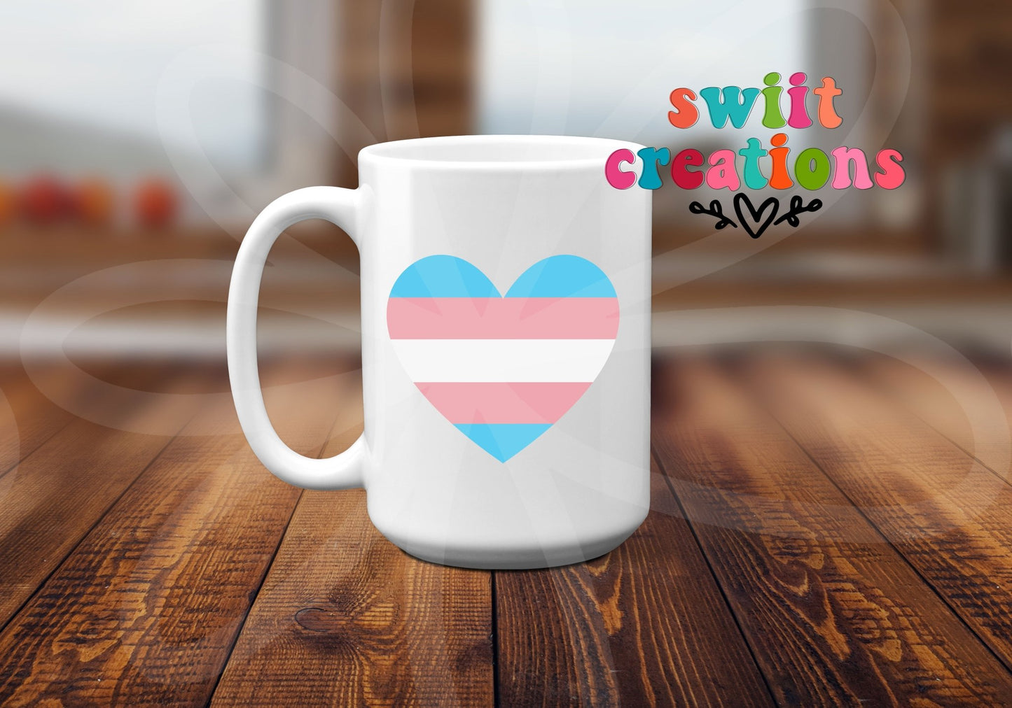 Heart Trans Flag Mug (SCM159) - Swiit Creations