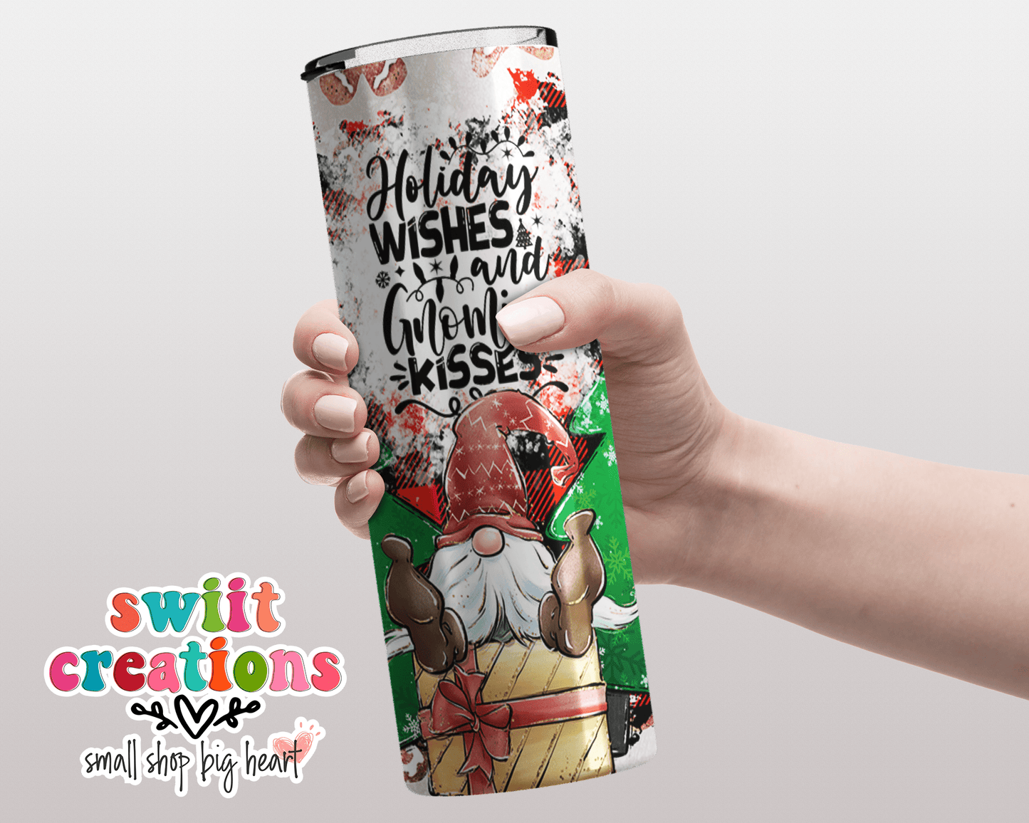 Holiday Wishes and Gnome Kisses Tumbler (T312) - Swiit Creations
