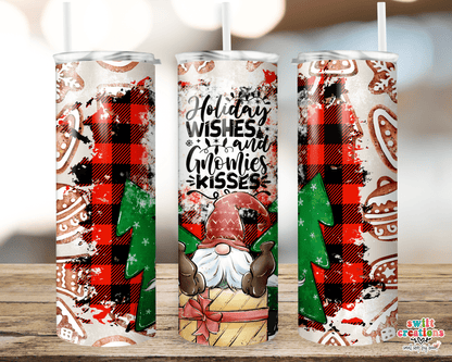 Holiday Wishes and Gnome Kisses Tumbler (T312) - Swiit Creations