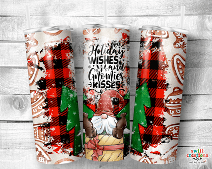 Holiday Wishes and Gnome Kisses Tumbler (T312) - Swiit Creations
