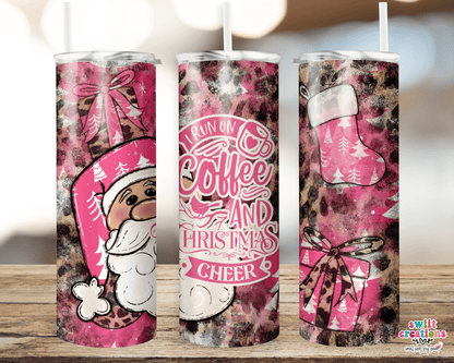 I Run On Coffee and Christmas Cheer Tumbler (T313) - Swiit Creations